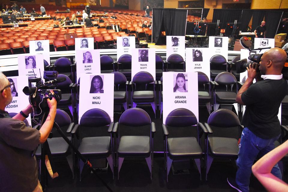  She was originally sat right in front of the loved up couple at the star-studded ceremony in New York's Radio City Hall