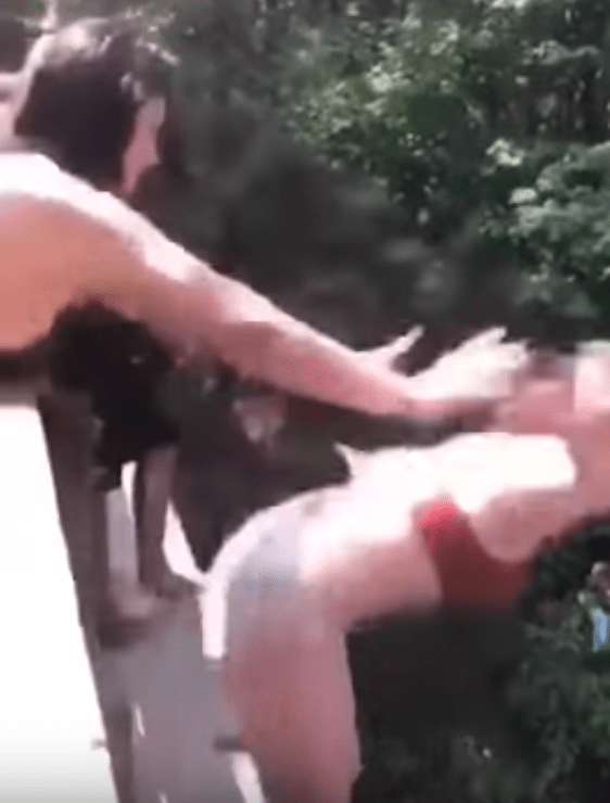  This is the moment Taylor pushed Jordan off a 60ft bridge, leaving her with horrid injuries