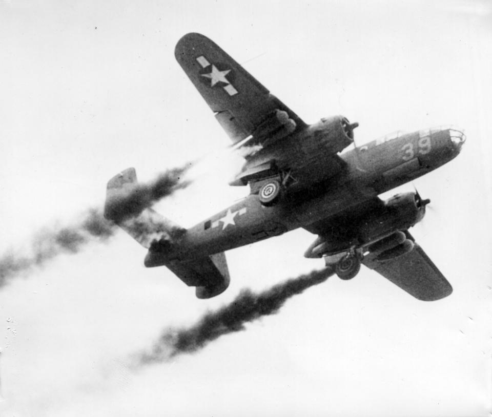  An American B-25 Mitchell bomber similar to the one flown by Bill Lanza