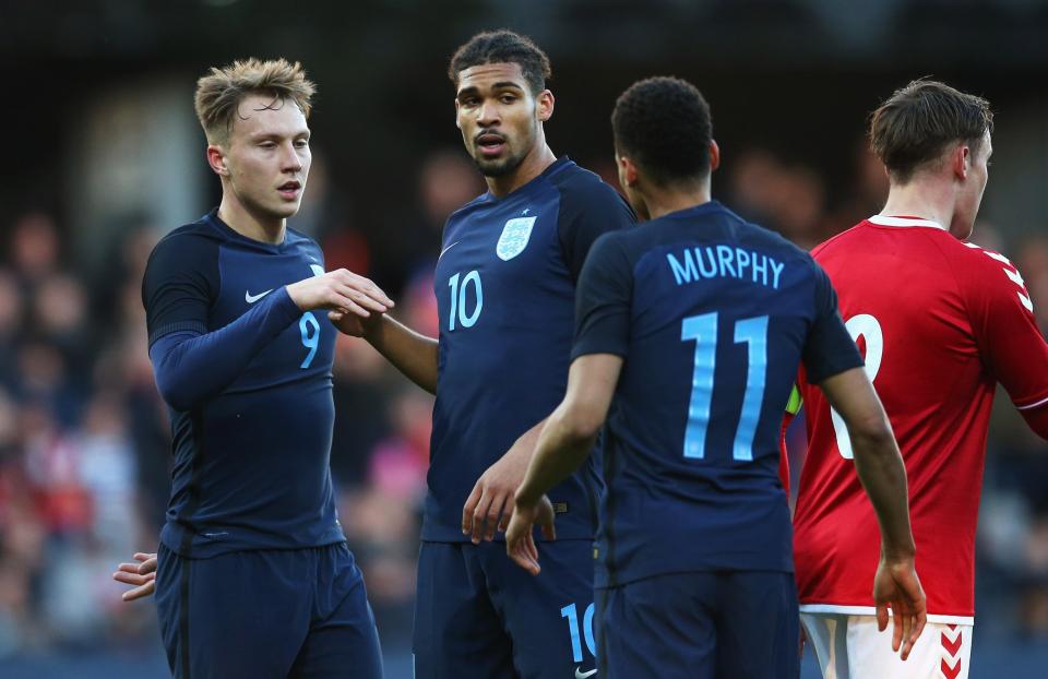  Woodrow with Ruben Loftus-Cheek during an England Under-21 game against Denmark in March of last year