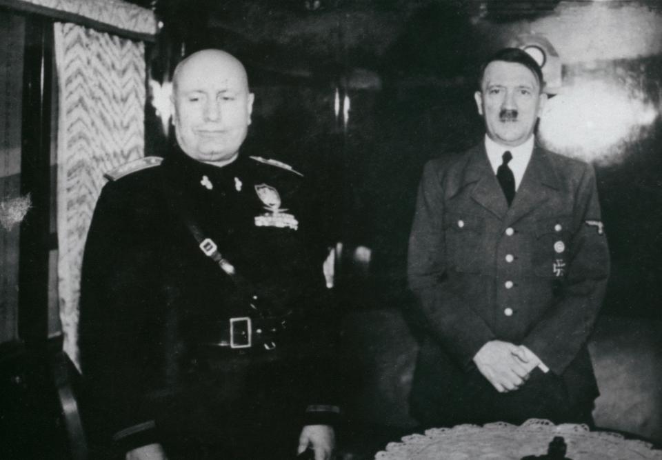  Italian Fascist leader Benito Mussolini meets Adolf Hitler in 1940