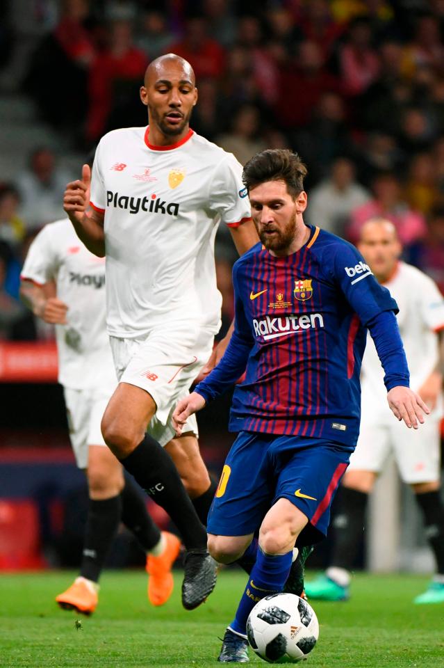 Nzonzi in action in the Copa del Rey final against Barcelona star Lionel Messi last season