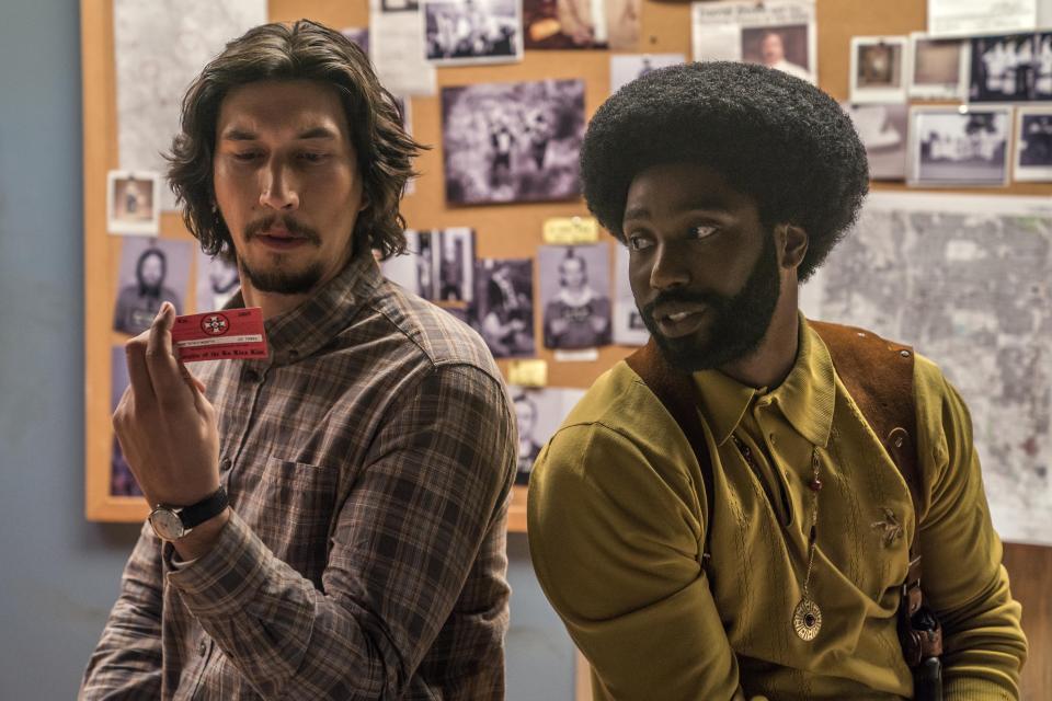  John David Washington plays Ron Stallworth in the movie, which also stars Adam Driver