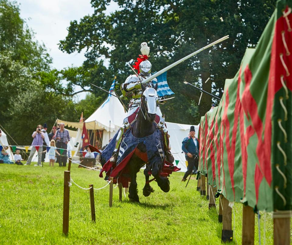  The Medieval Knights Season is in full swing at English heritage properties across Britain. You'll also see falcons in flight and a court jester