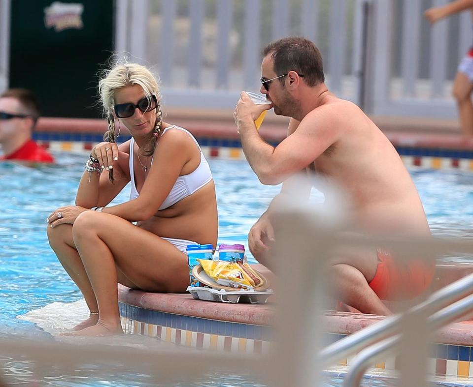  Danny shared a cheeky pint with his wife Jo, who he also treated to crisps and a hot dog