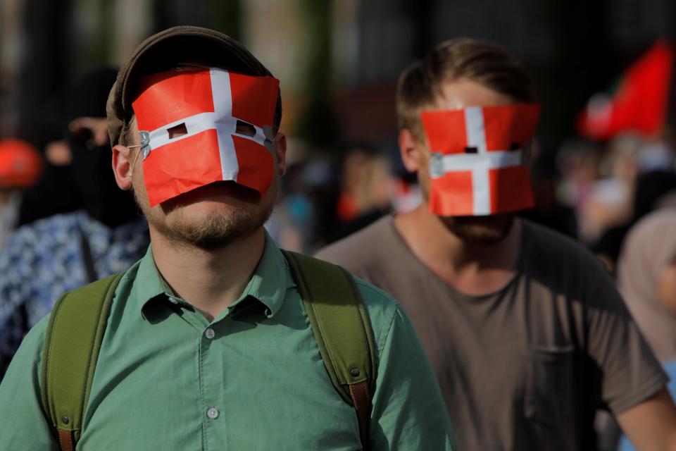  People participate in a demonstration against the Danish face veil ban in Copenhagen