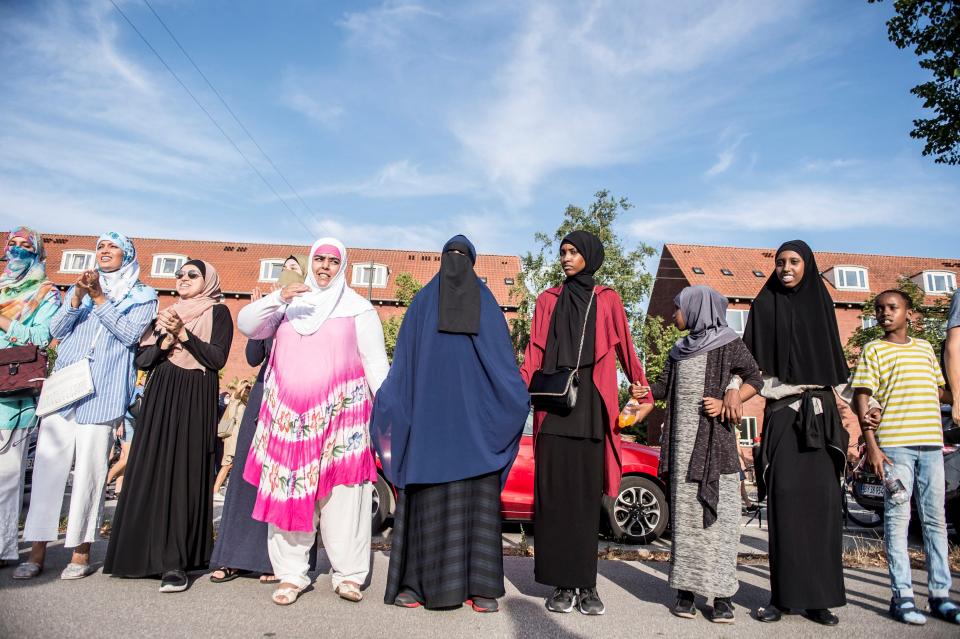  Hundreds of veiled women took to the streets of the Danish capital to protest