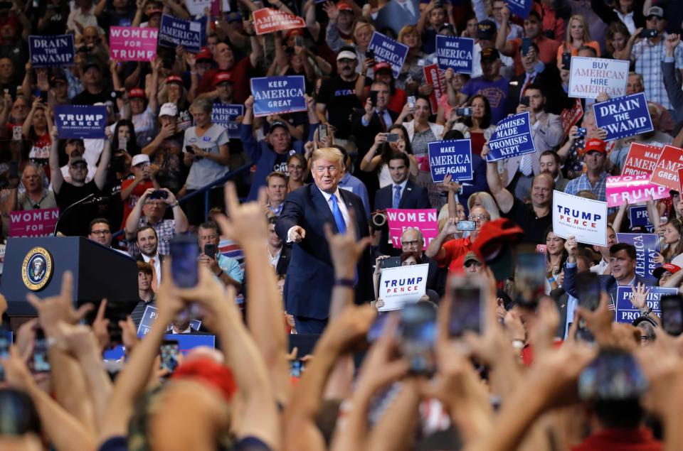  The crowd in Pennsylvania cheered for Donald Trump at the packed campaign rally last night