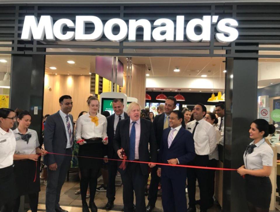  Former Foreign Secretary Boris Johson opens a newly refurbished McDonald's in Uxbridge