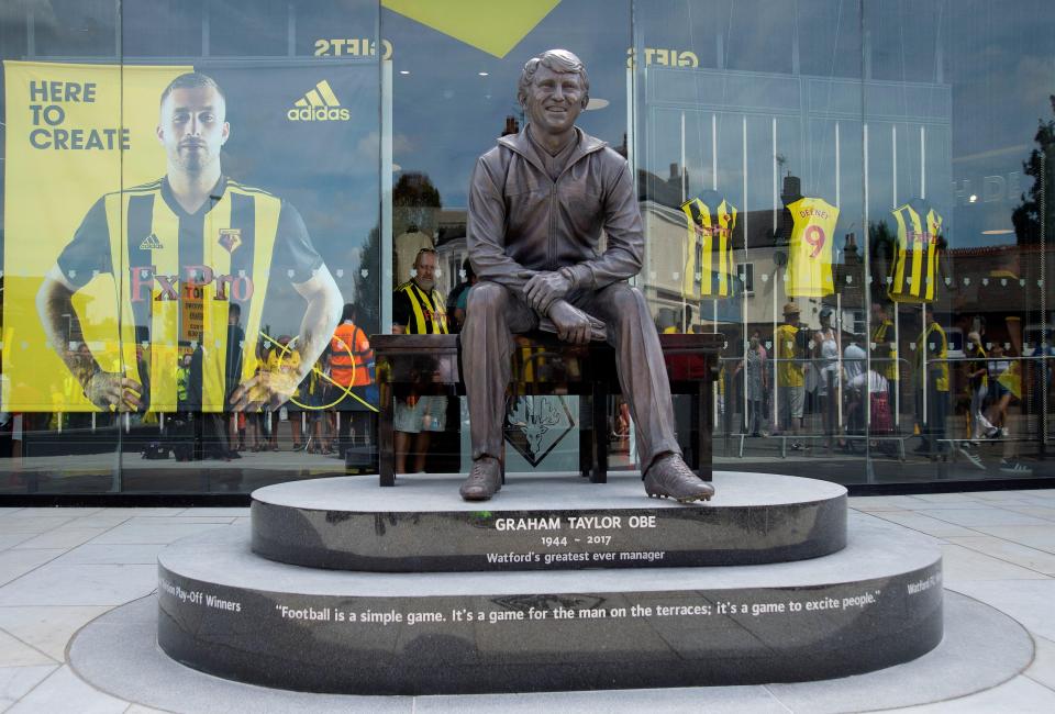  Watford unveiled a statue of former boss Graham Taylor outside Vicarage Road