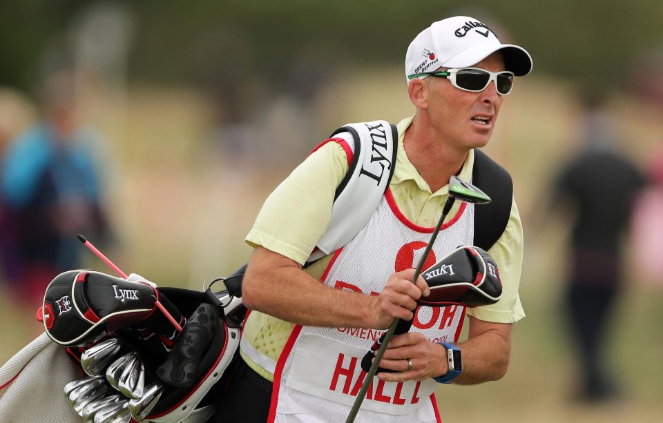  Ref Mike Dean is caddying at the Ricoh Women's Open