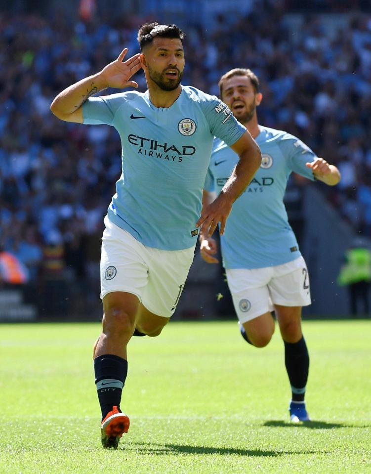 Aguero celebrates getting back to his usual business of scoring goals