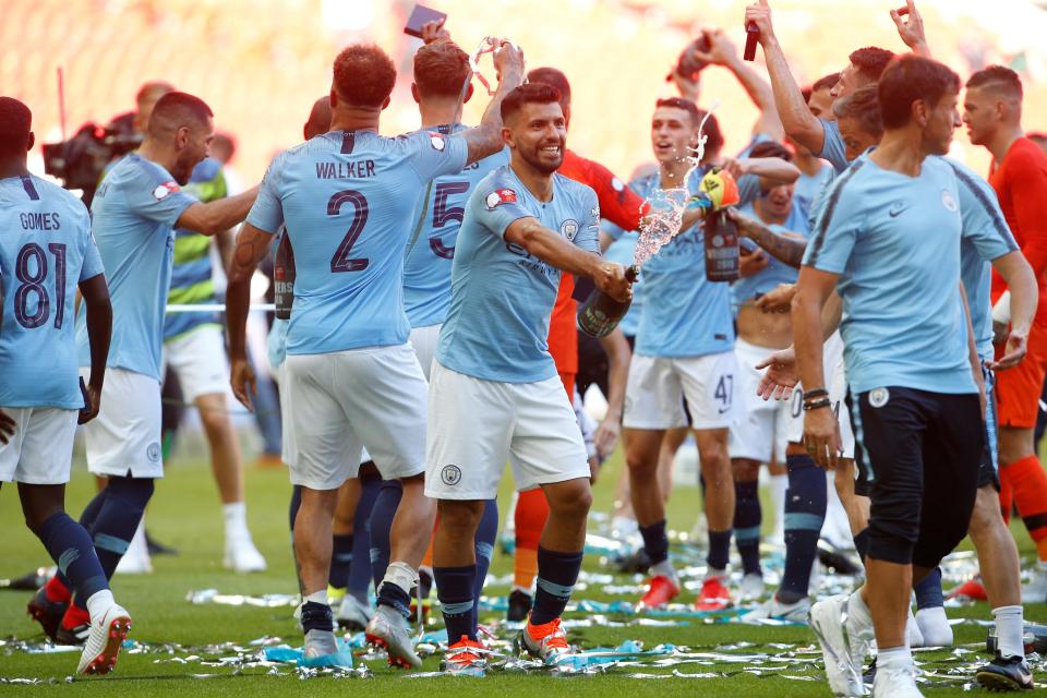 Aguero led the post-match celebrations after City looked impressive yet again