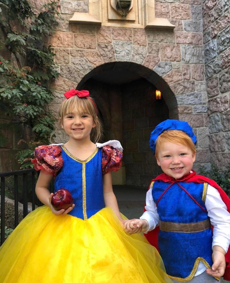 Daughter Riley and son Liam both love being dressed up as a Disney characters