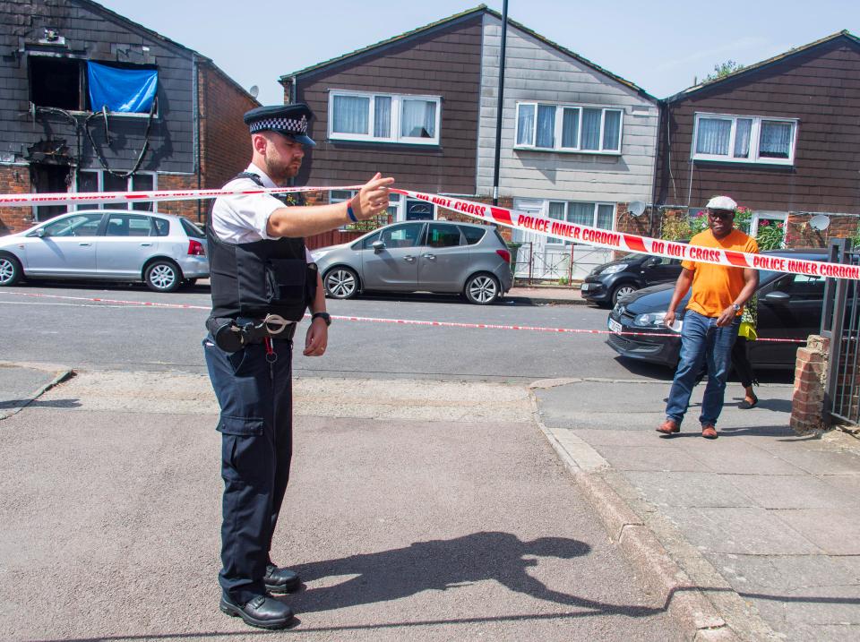 Joels dad John is allowed past the police cordon 