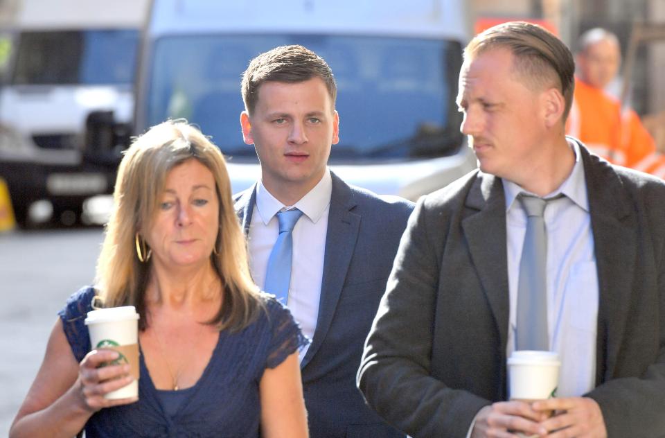  Ryan Hale, centre, arrives at Bristol Crown Court on Wednesday morning