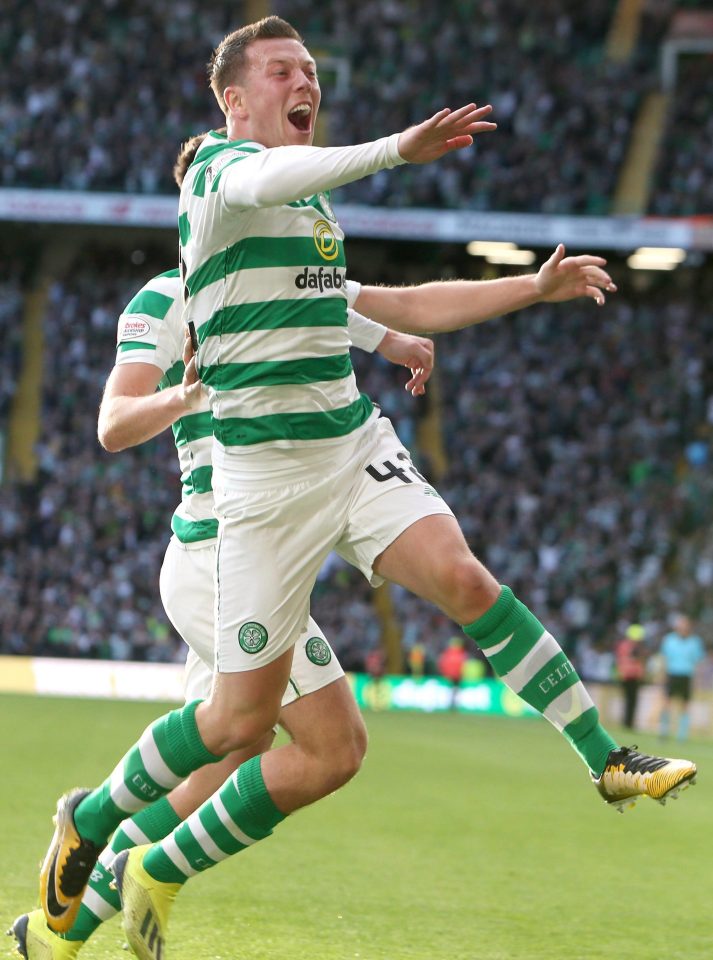  Callum McGregor celebrates after putting Celtic ahead against AEK Athens