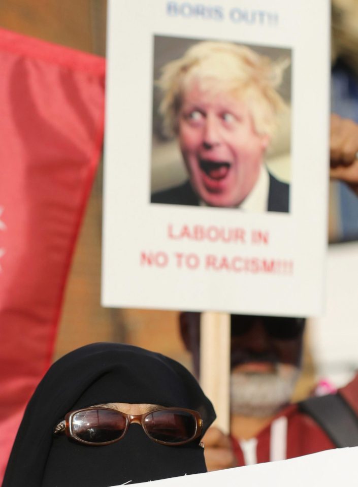  Some women took to the streets to protest against Boris Johnson's 'racist' remarks