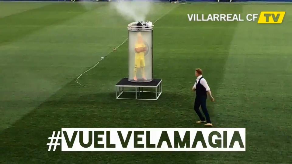  Once the smoke cleared, Santi Cazorla was revealed to the man in the glass tube