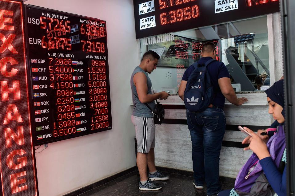  A currency exchange office in Istanbul, where times are good - if you're carrying sterling