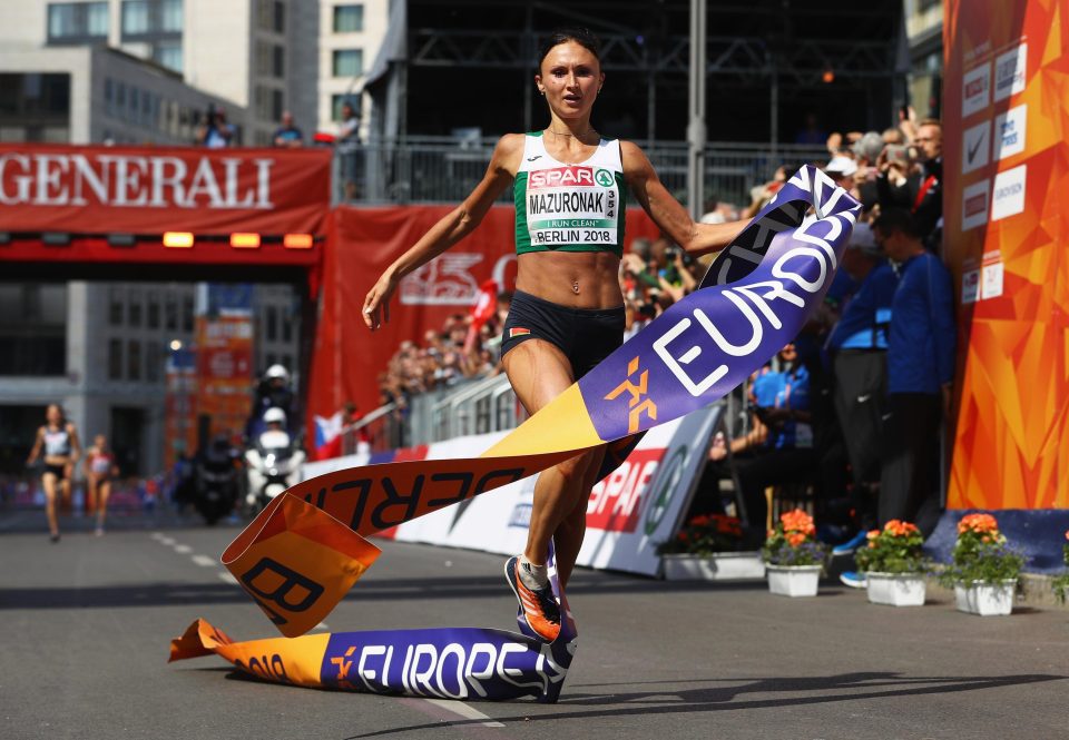  The 29-year-old appeared to have cleared up her face before she crossed the line