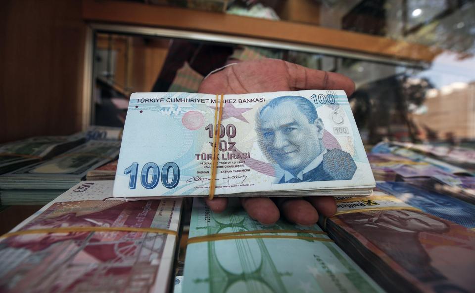  The value of the Turkish lira has slumped by 45 per cent this year