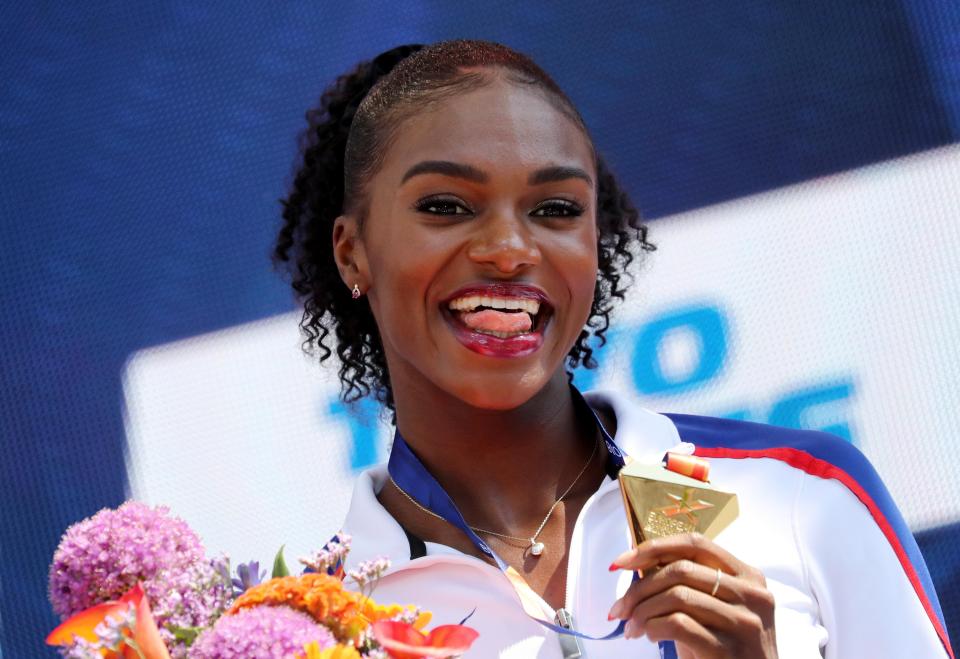  Asher-Smith won gold in the 100m, 200m and 4x100m