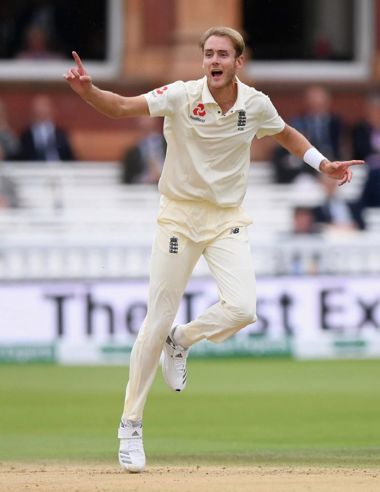 Stuart Broad enjoys his devastating display of pace bowling on the fourth day to ensure an England win