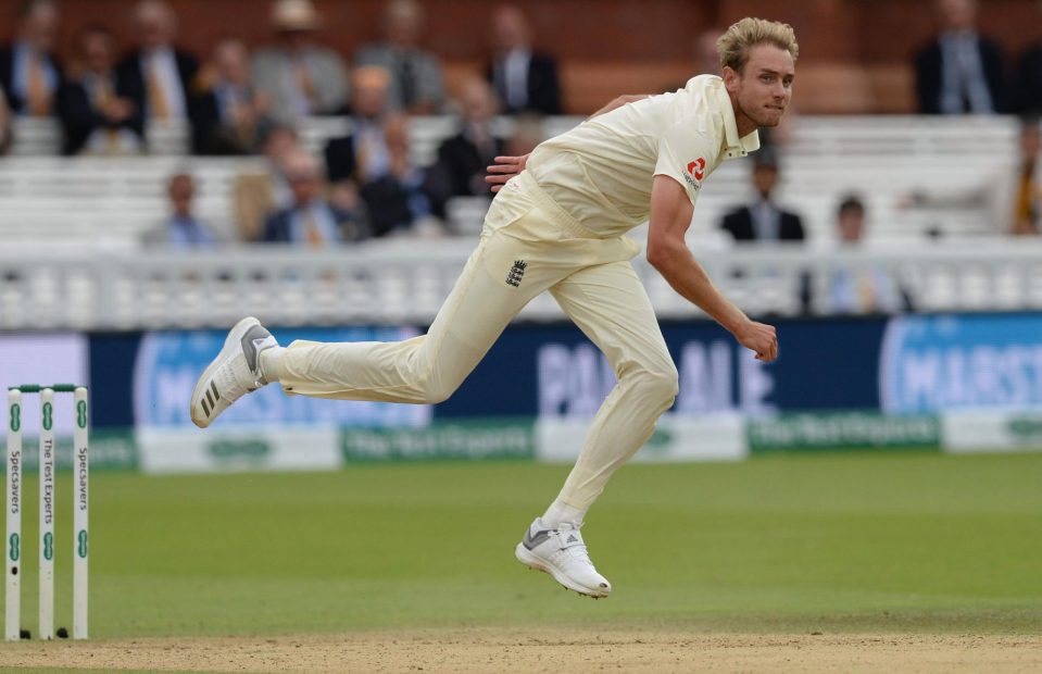 Stuart Broad roared in to finish with 4-44, while fellow England paceman James Anderson took 4-23 by finishing off the tail