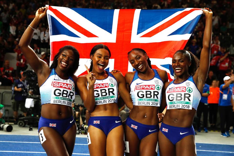  Asher-Smith, right, with her Team GB relay mates