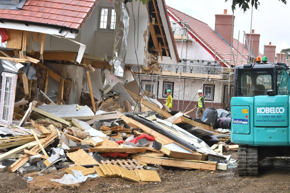 Five homes were demolished, allegedly by a builder with a digger