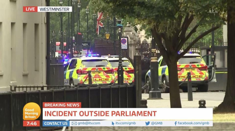  Police swarm in on the scene in Westminster this morning