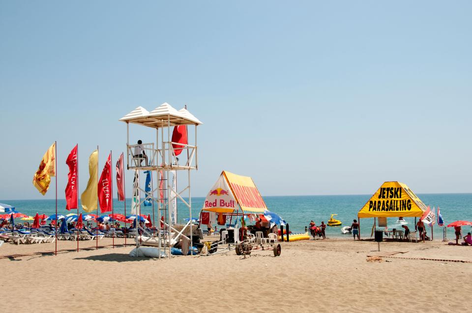  The beach in Alanya, where activities are cut price for sterling-carrying Brits