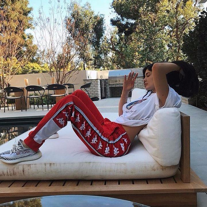 Kylie Jenner ditched her bodycon in favour of Kappa tracksuit bottoms