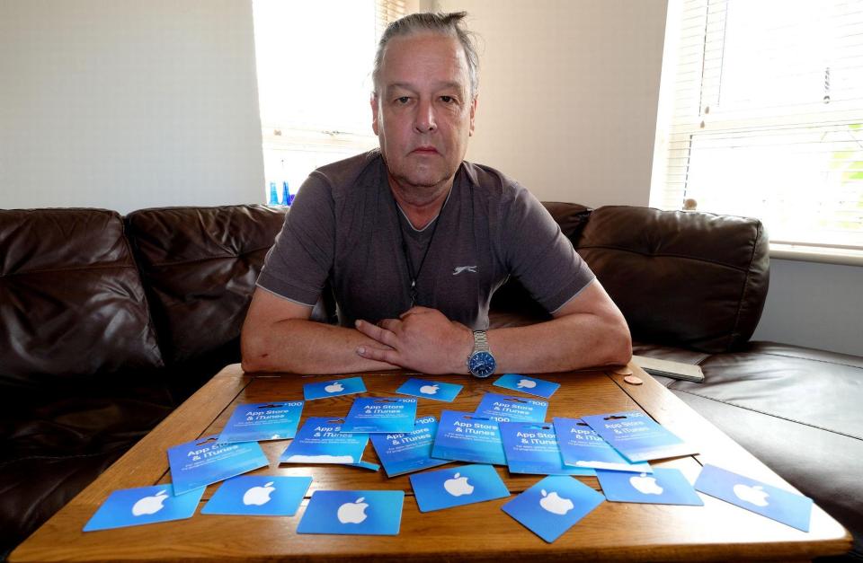  Mr Vernon was scammed out of £1,000 after fraudsters conned him into buying 100 iTunes gift cards