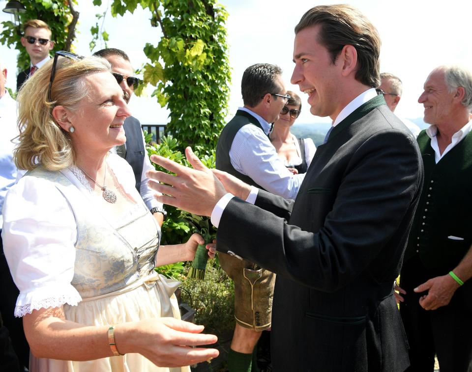  The bride is congratulated by Austrian Chancellor Sebastian Kurz