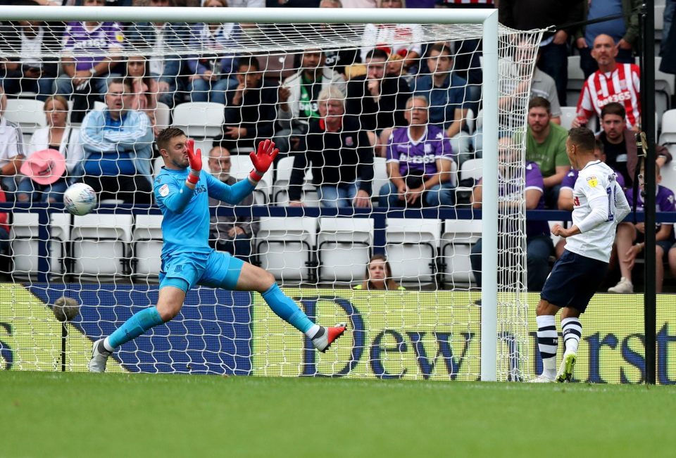  Graham Burke put Preston ahead for a second time on the stroke of half-time