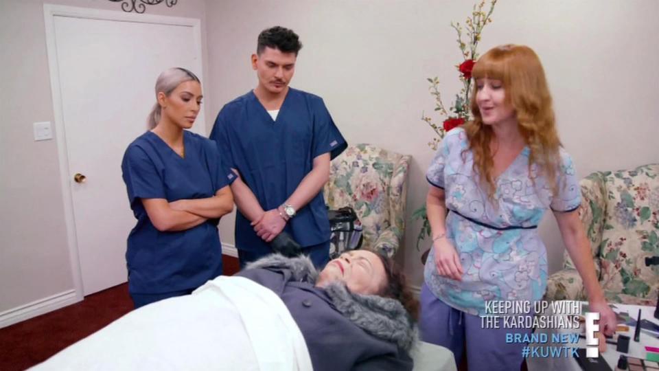 Kim Kardashian visited a morgue to test out her beauty skills on a corpse, during the new episode of Keeping Up With The Kardashians