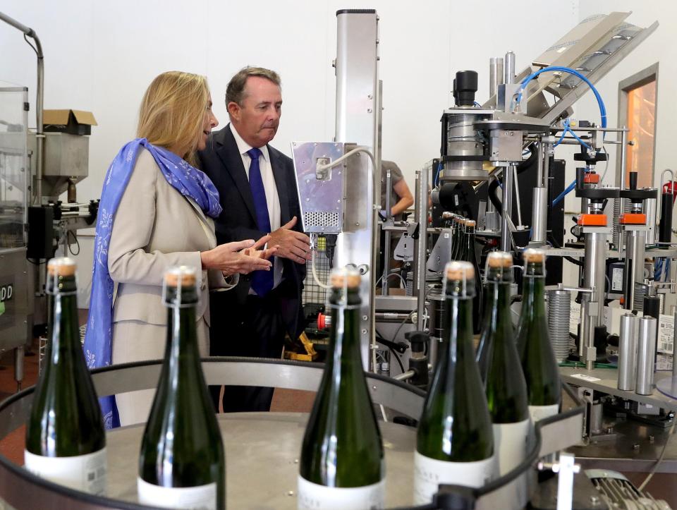  Trade Secretary Liam Fox visited a Sussex wine maker with Baroness Fairhead, Minister of State for Trade and Export Promotion