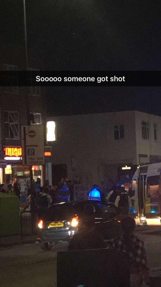  Footage posted on Snapchat shows police rushing to the shooting in Brent