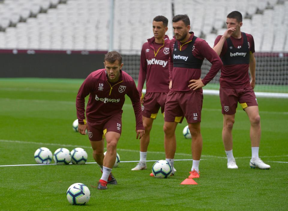  Jack Wilshere trains on Wednesday ahead of his first trip back to The Emirates with West Ham