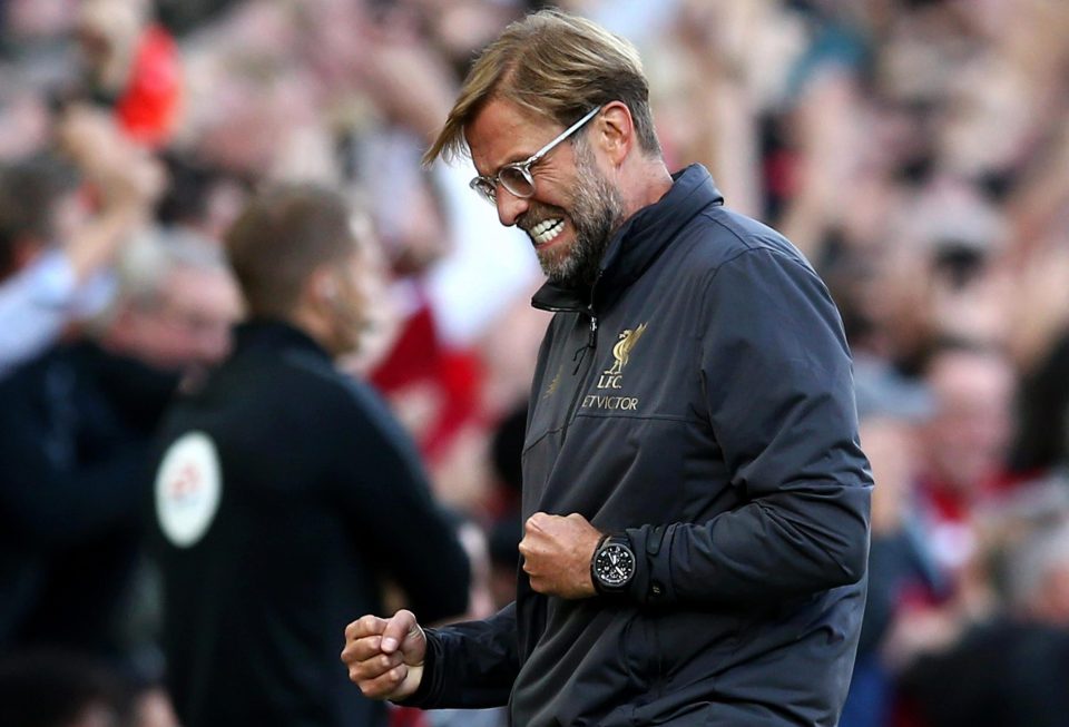  Reds boss Jurgen Klopp reacts after his side took the lead midway through the first half