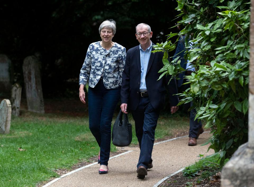  The PM was spotted going to church today with her husband Philip