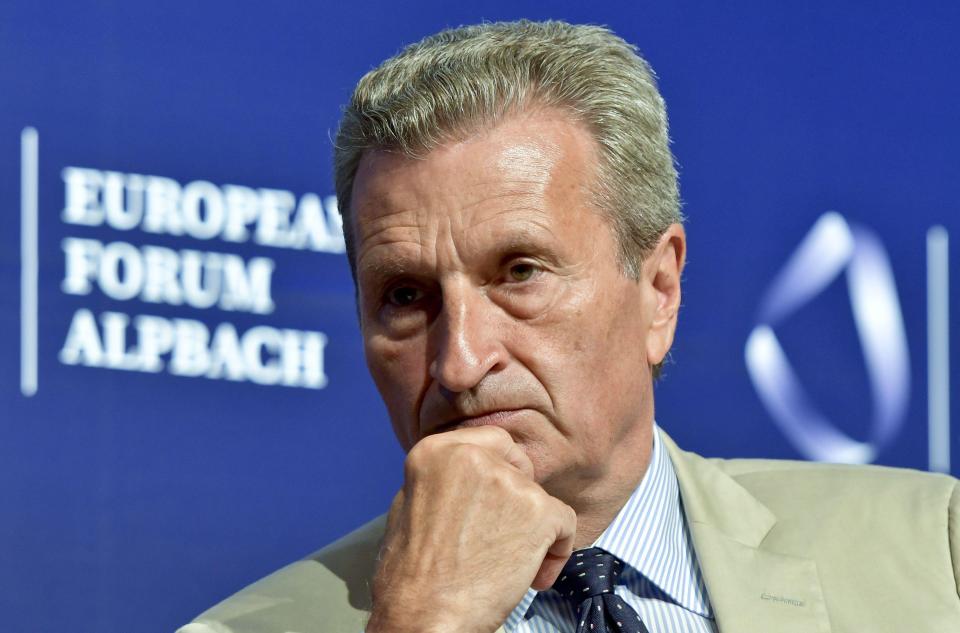  Gunther Oettinger said eurocrats are relying on Michel Barnier to reach a deal with the UK so that we continue to contribute to the club's coffers