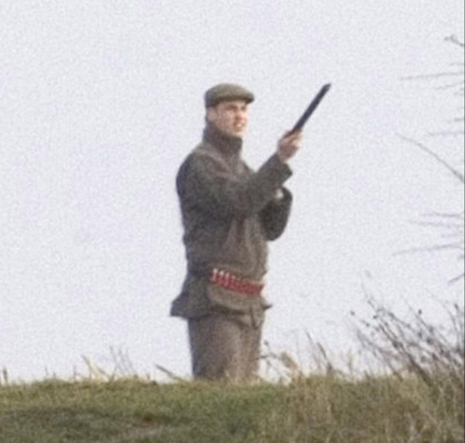  Prince William wears an ammunition belt while shooting in Sandringham, Norfolk, back in 2005