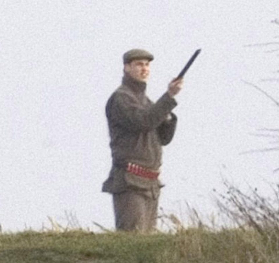  Prince William wears an ammunition belt while shooting in Sandringham, Norfolk, back in 2005