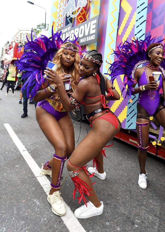  A view of dancers at the Red Bull Music X Mangrove float at Notting Hill Carnival