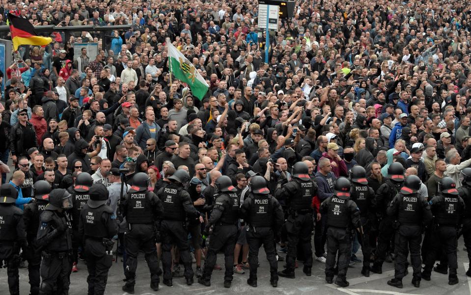  The protest was sparked by the killing of a 35-year-old German man in an altercation with people believed to be migrants over the weekend