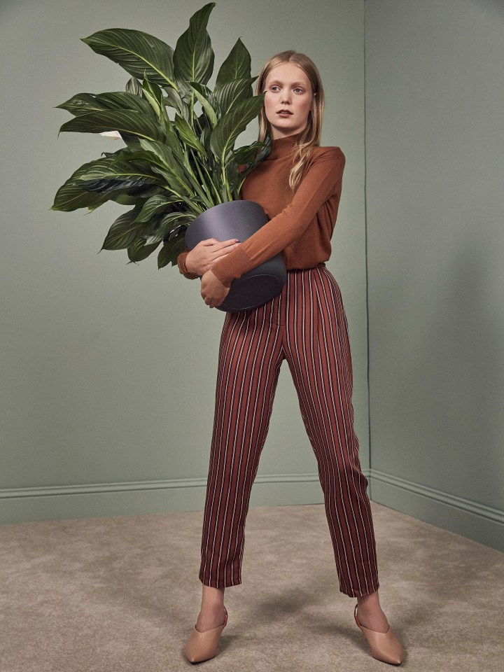 TIP: Choose the same top-to-toe colour for a leg-lengthening look. The plant accessory is optional . . .