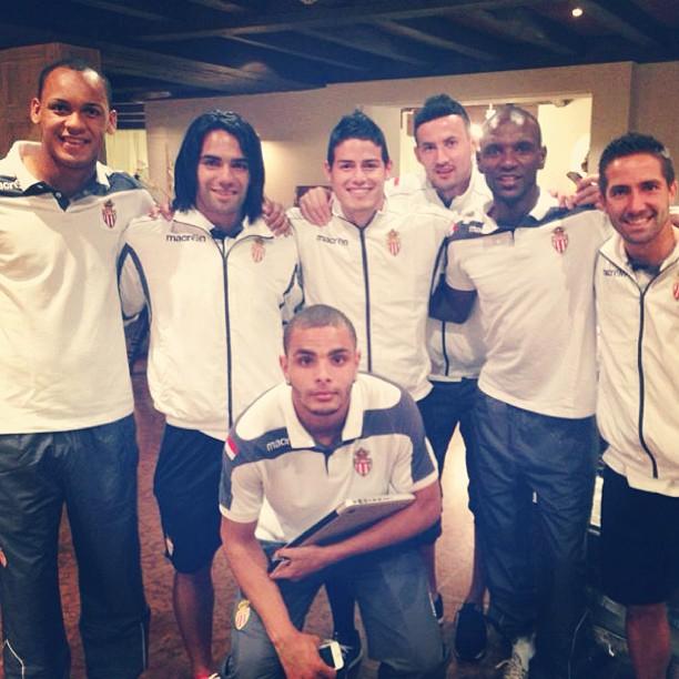 Fabinho and former team-mates at Monaco including Radamel Falcao and James Rodriguez 